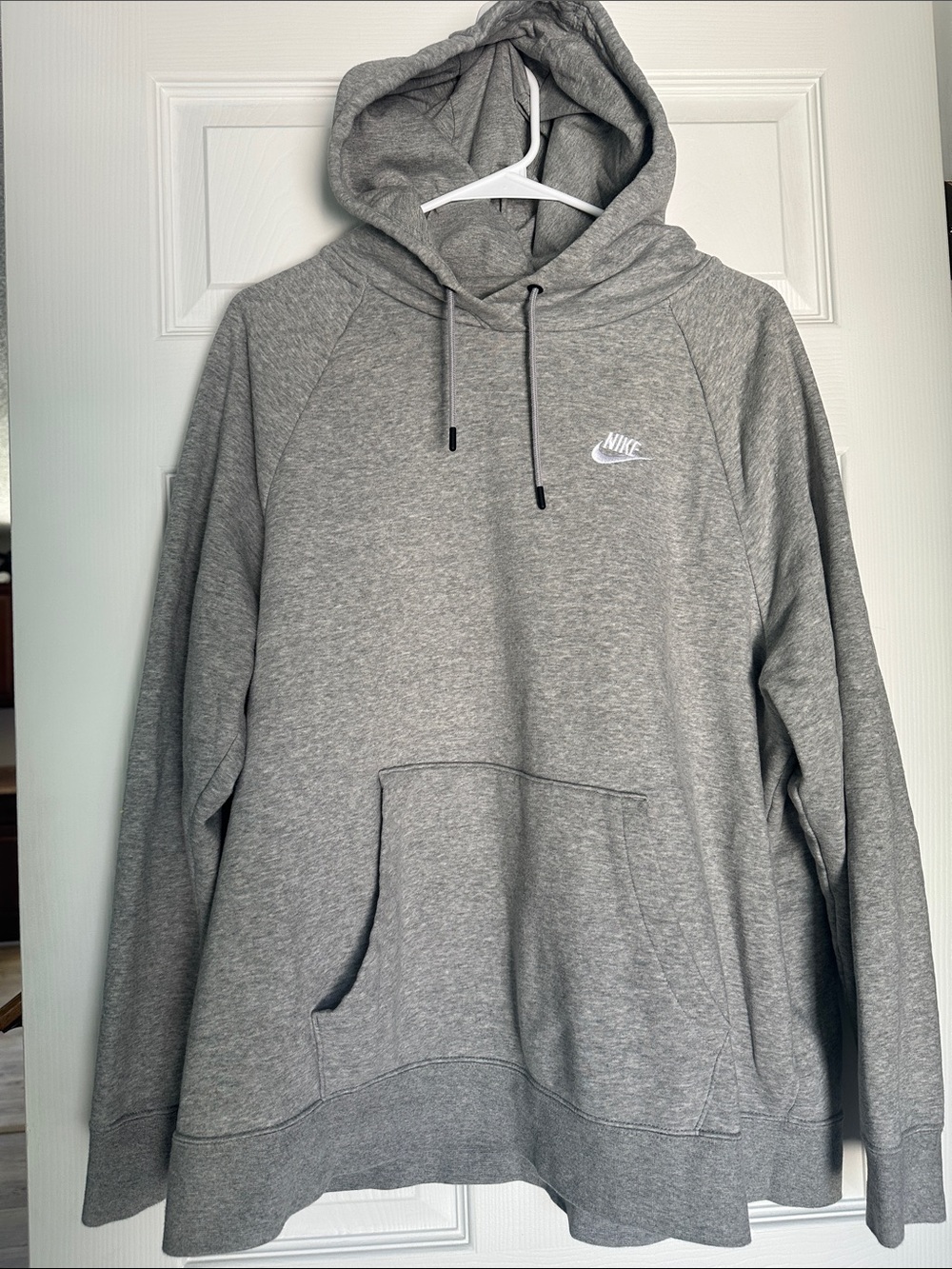 Nike Heather Gray Pullover Hoodie with White Swoosh